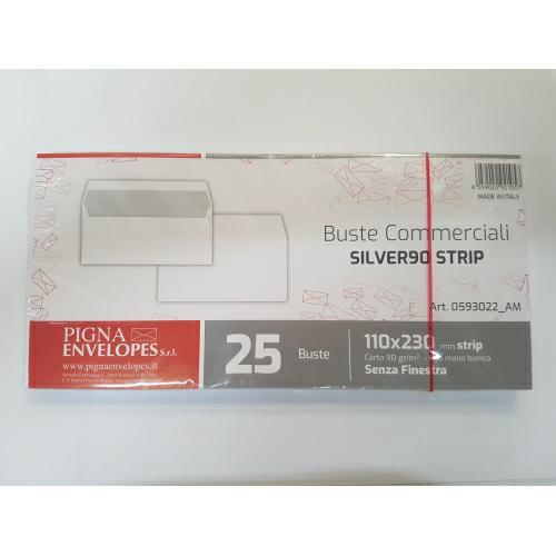 Buste bianche 11x23 senza finestra strip cf.25pz.