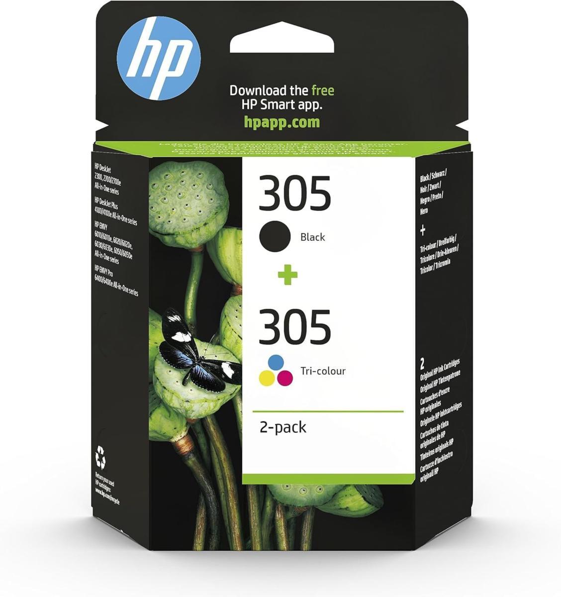Hp combo pack ink n.305black + tricromia
