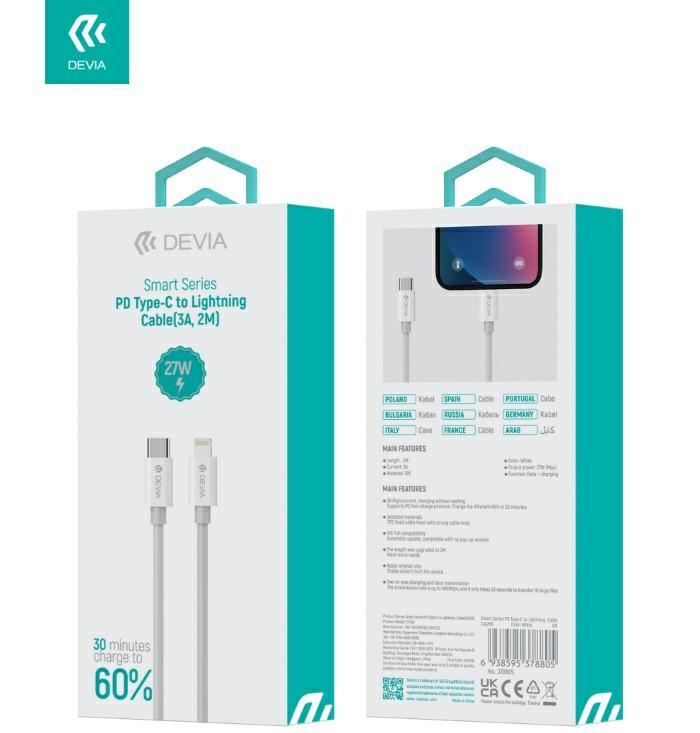 Devia cavo nylon caricarapida pd typec lightning 3a 2m