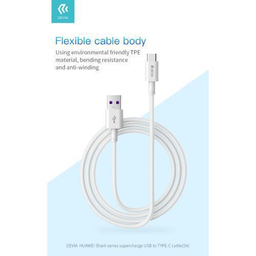 Devia cavo carica rapida usb - type c 5a 1.5mt white