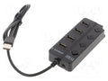 Techmade gembird hub usb 2.0 a 4 porte con interruttori nero