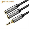 Sdoppiatore cabletime 3.5mm jack m to 2*f naylon br. gray 0.3m