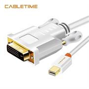 Cavo cabletime da mini gp a dvi 1080p gold plated white 1.8m