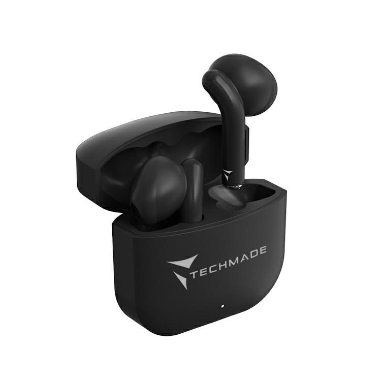 Techmade auricolari senza filo con box di ricarica tm-xm201-bk
