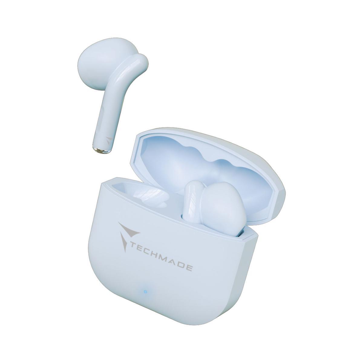 Techmade auricolari senza filo con box di ricarica tm-xm201 blu