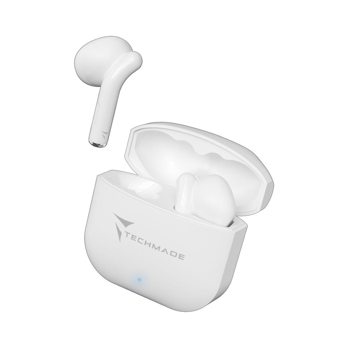 Techmade auricolari senza filo con box di ricarica tm-xm201 whit
