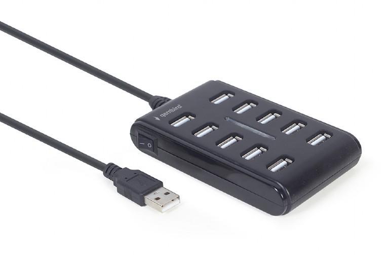 Techmade gembird hub usb 2.0 10-porte, nero