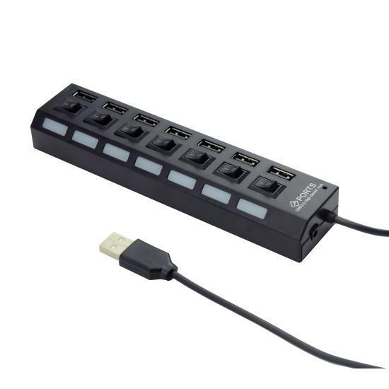 Hub techmade usb2.0 7porte nero