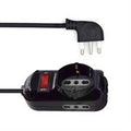 Velamp multipresa 2 bipasso + shuko 10/16 con interruttore black
